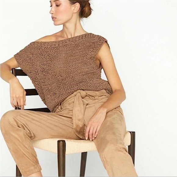 Brochu Walker Cei Sueded Ribbon Crochet Sweater Top Size Medium - Picture 6 of 12